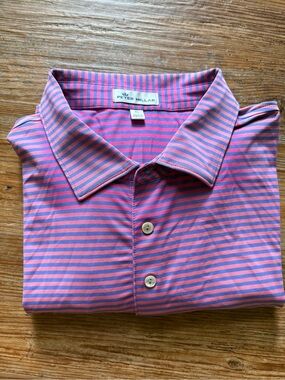 Peter Millar Pink & Blue Stripe Performance Polo